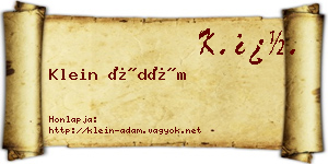 Klein Ádám névjegykártya